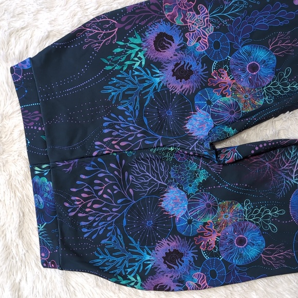 Blackmilk Floral Coral Blue Rainbow Ocean Cuffed Pants Size Large - Picture 7 of 13